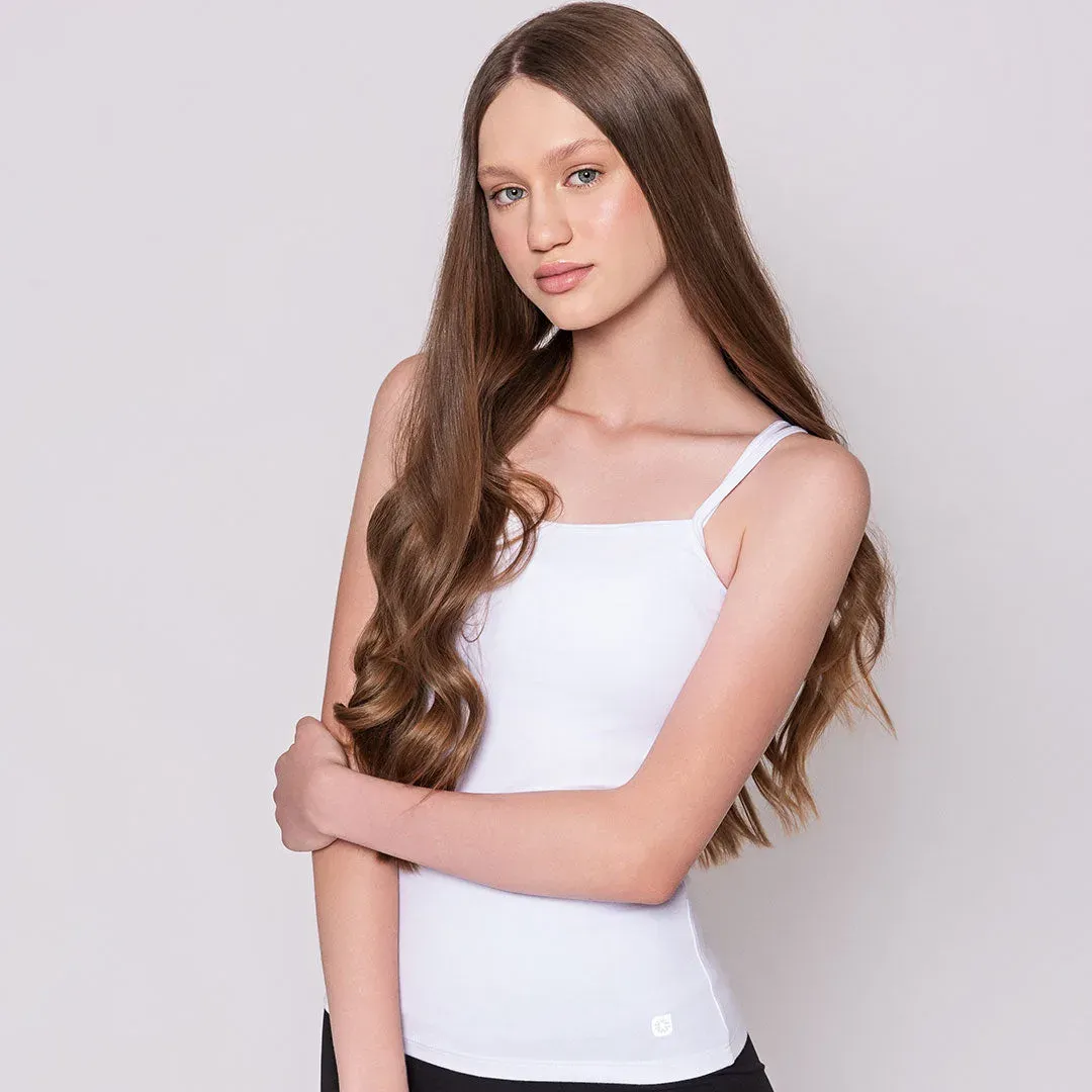 Camisilla basica de lycra de algodón, color blanco