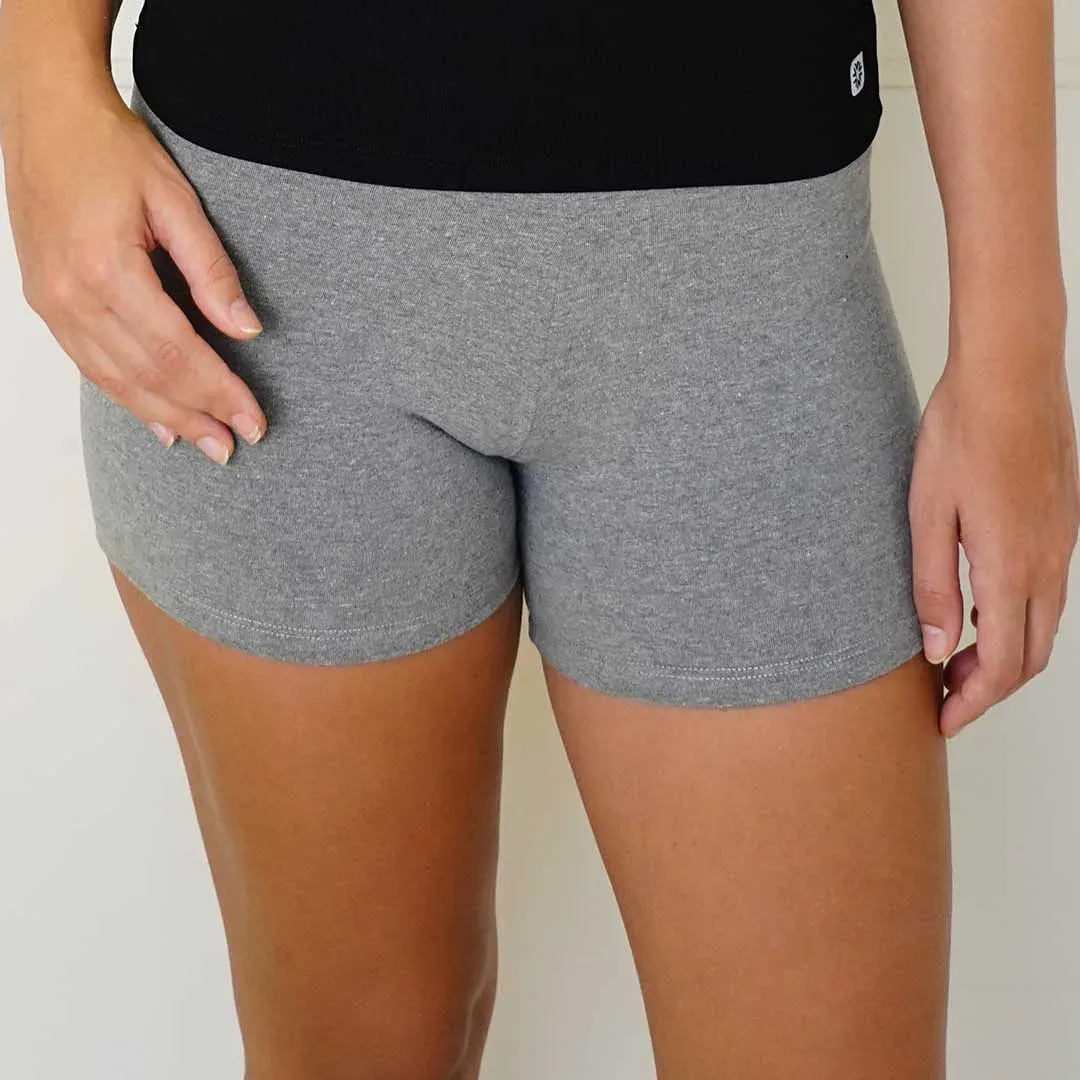 Ciclista para niñas corto de lycra de algodón, color gris melange