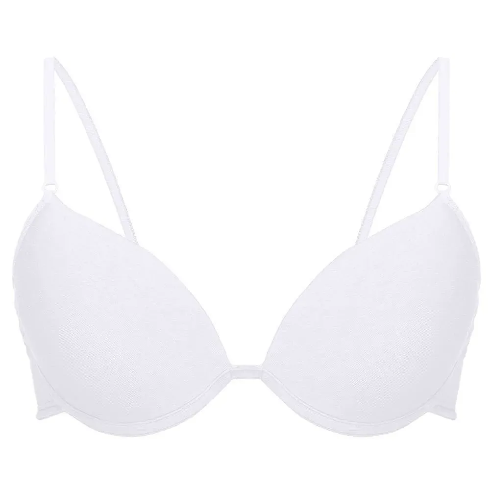 Corpiño de lycra de algodón con taza preformafa push up y arco, color blanco