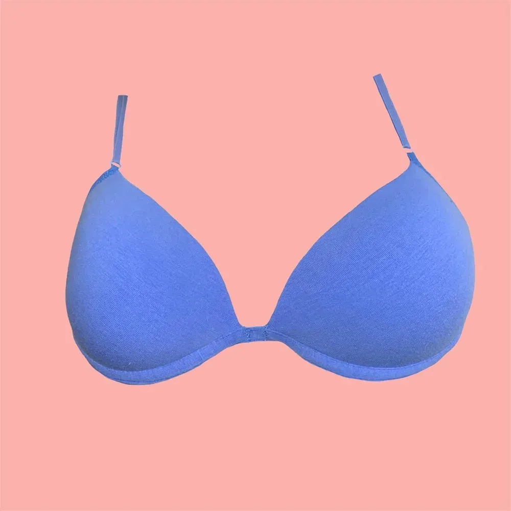 Corpiño de lycra de algodón con taza preformafa push up y arco, color lavanda