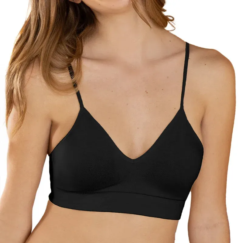 Corpiño de lycra de algodón con taza removible, color negro