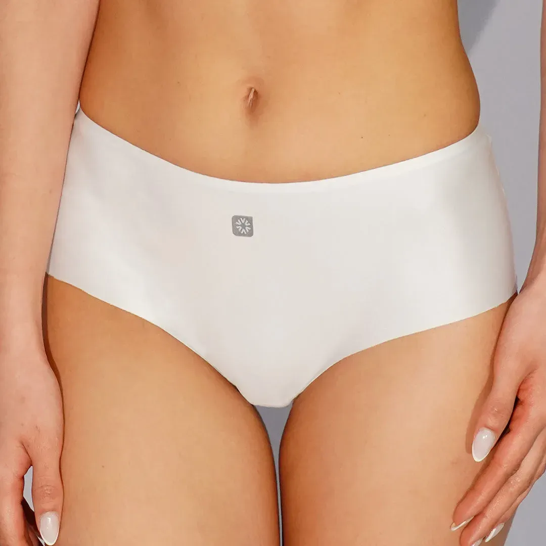Culotte de microfibra tiro alto sin costuras ni elásticos, color blanco