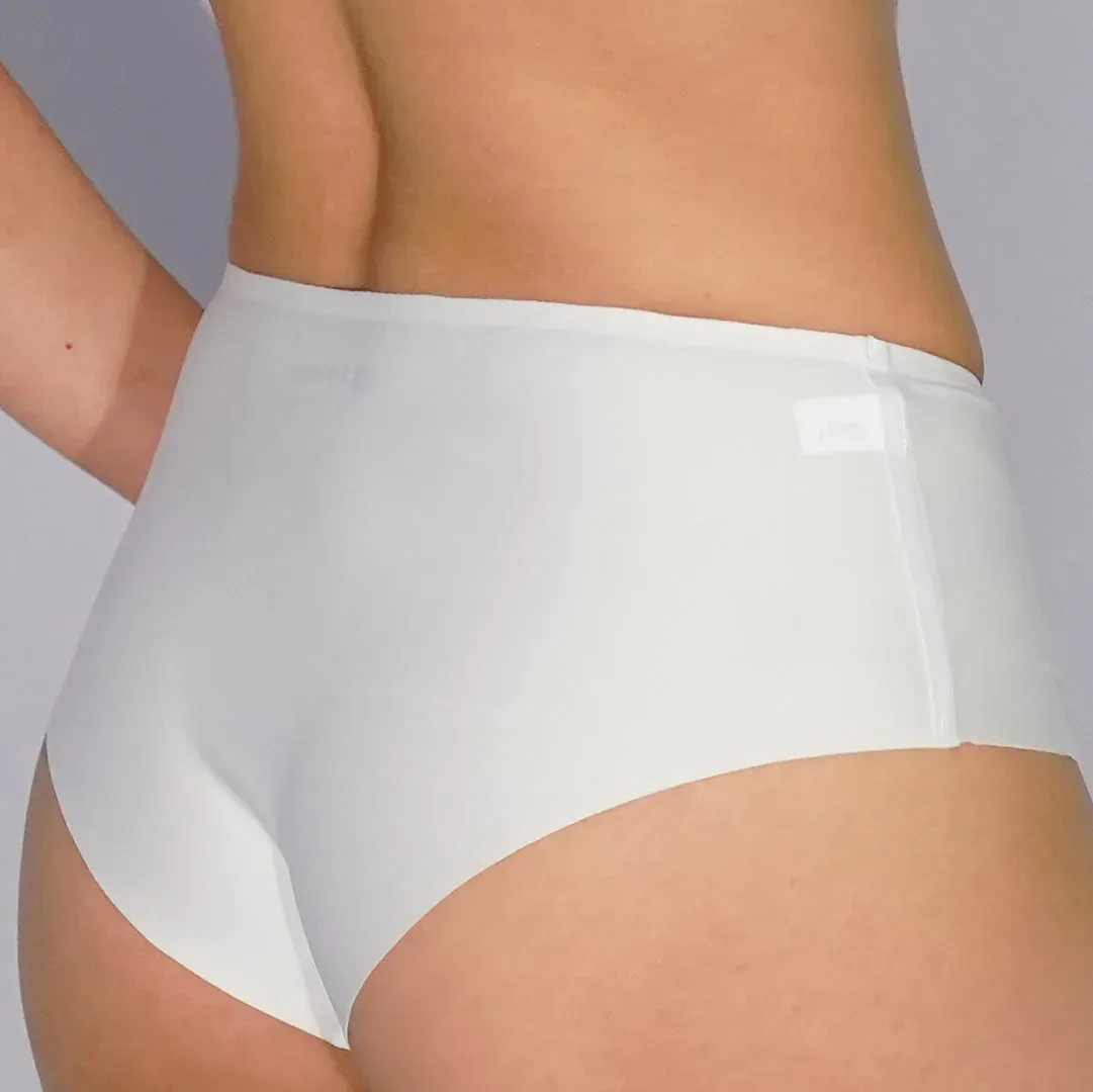 Culotte de microfibra tiro alto sin costuras ni elásticos, color blanco
