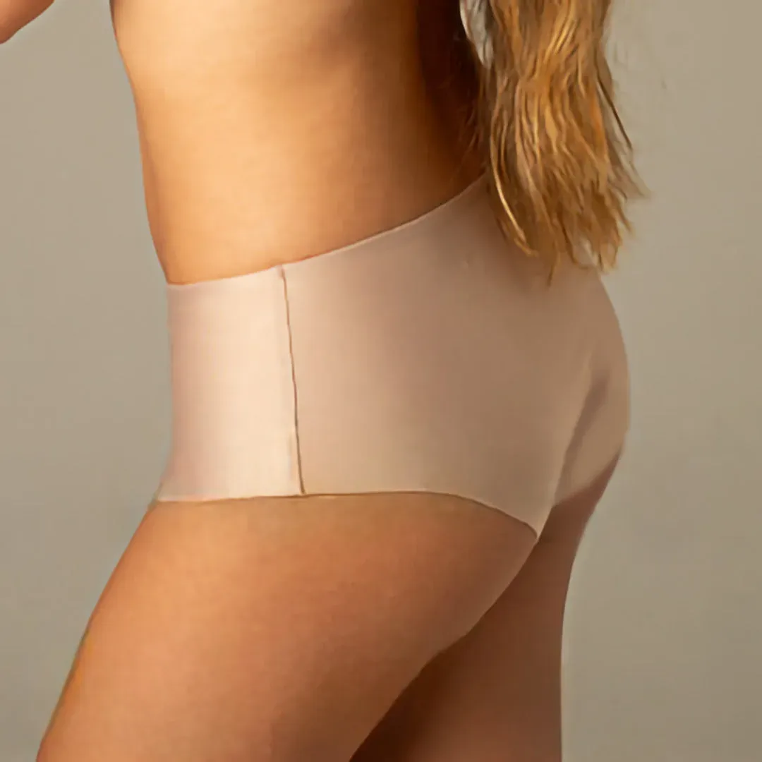 Culotte de microfibra tiro alto sin costuras ni elásticos, color canela