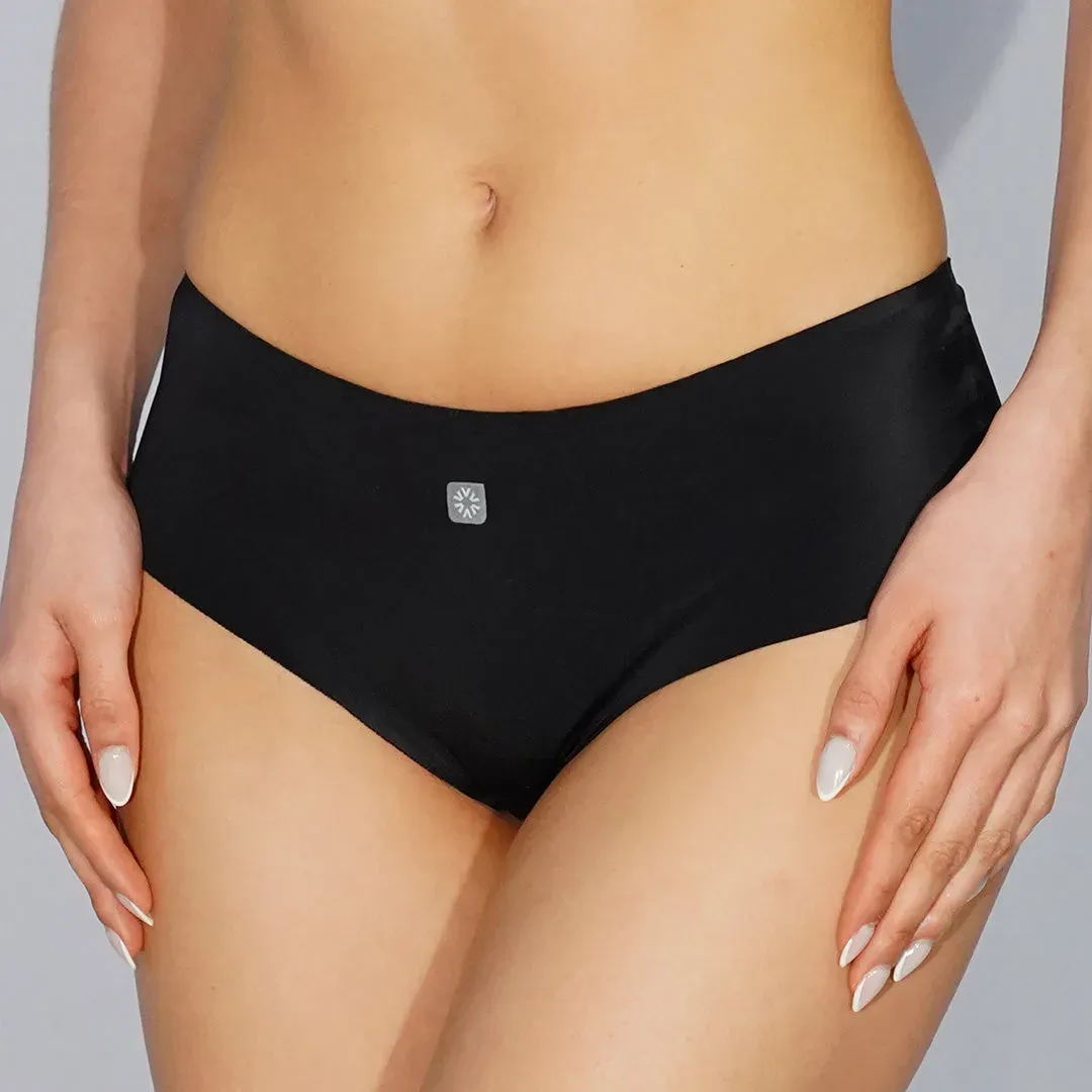 Culotte de microfibra tiro alto sin costuras ni elásticos, color negro