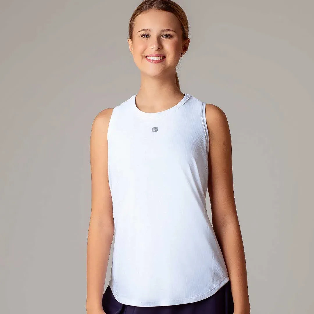 Musculosa de dry fit soft entallada y de escote redondo, color blanco