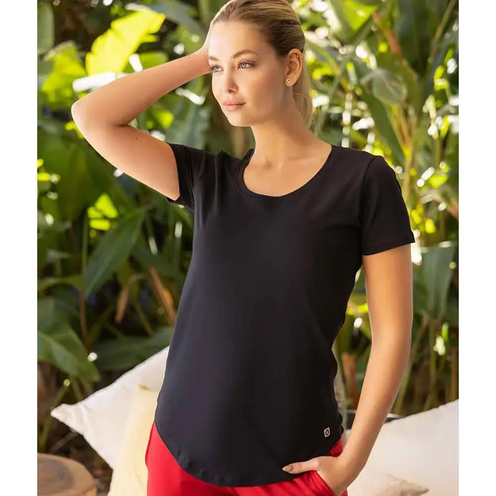 Remera básica de jersey de algodón, color negro