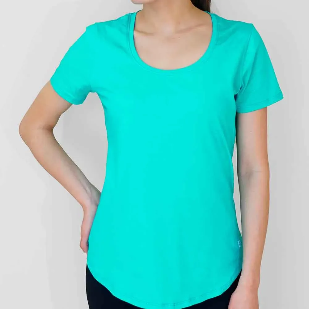 Remera básica de jersey de algodón, color turquesa claro