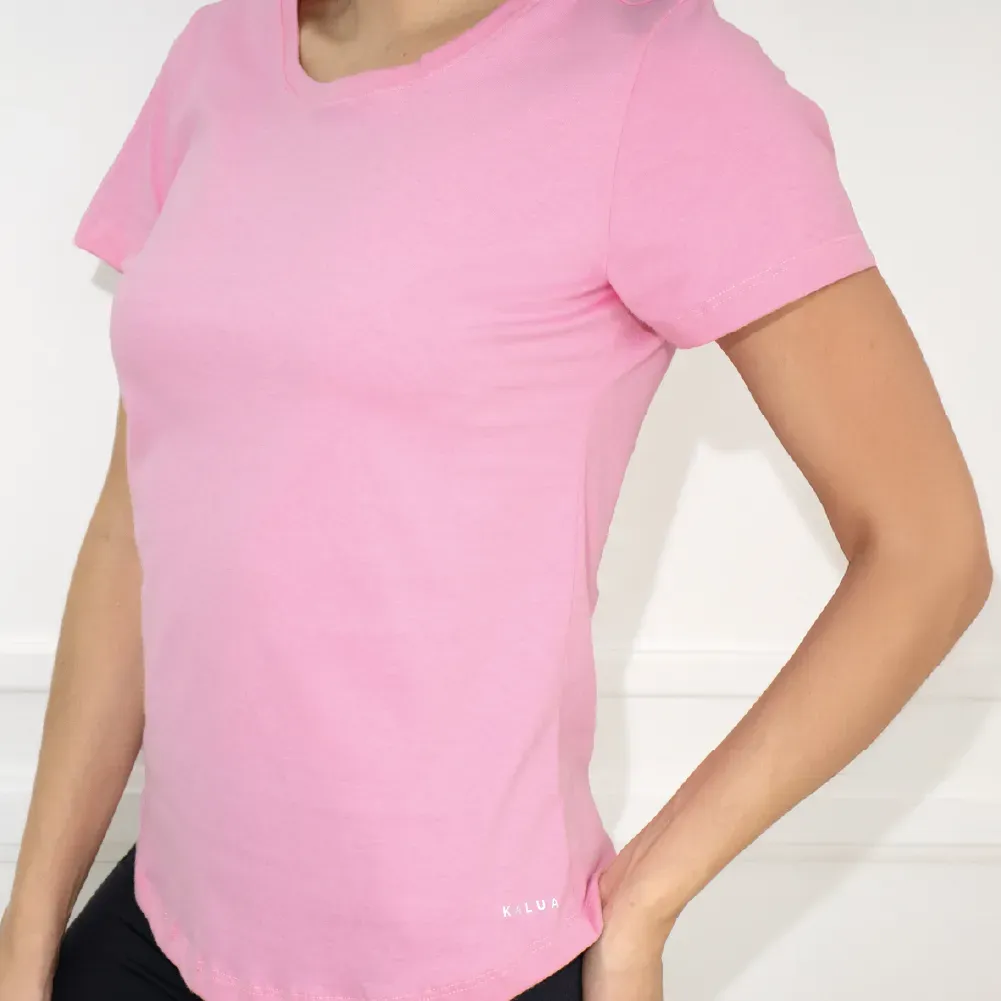 Remera básica de jersey de algodón, color rosa