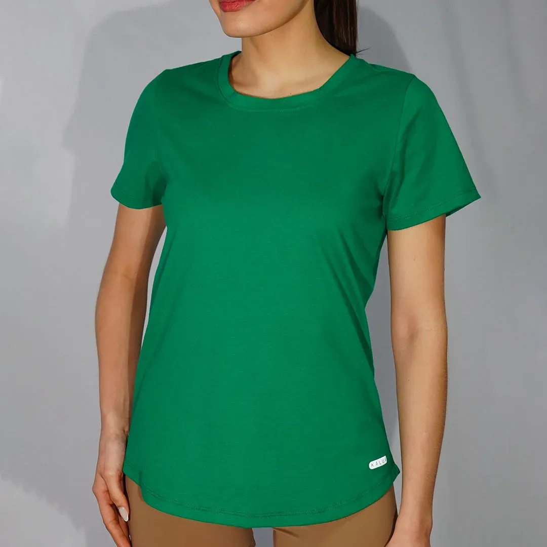 Remera básica de jersey de algodón, color verde