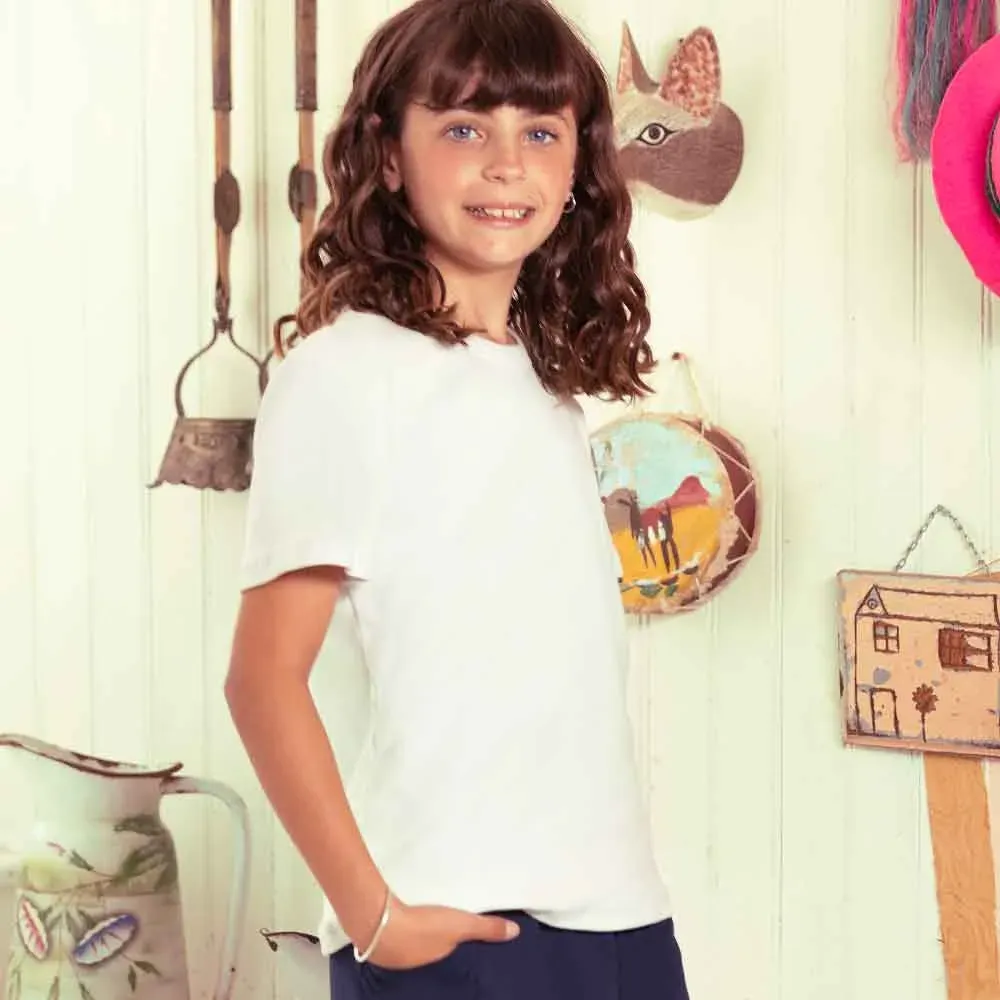 Remera básica de viscosa canalada para teens, color blanco
