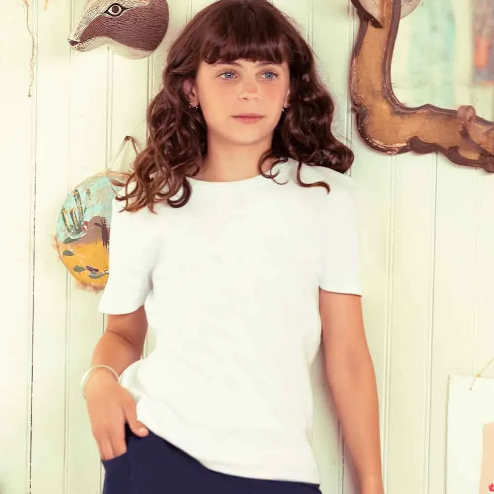 Remera básica de viscosa canalada para teens, color blanco