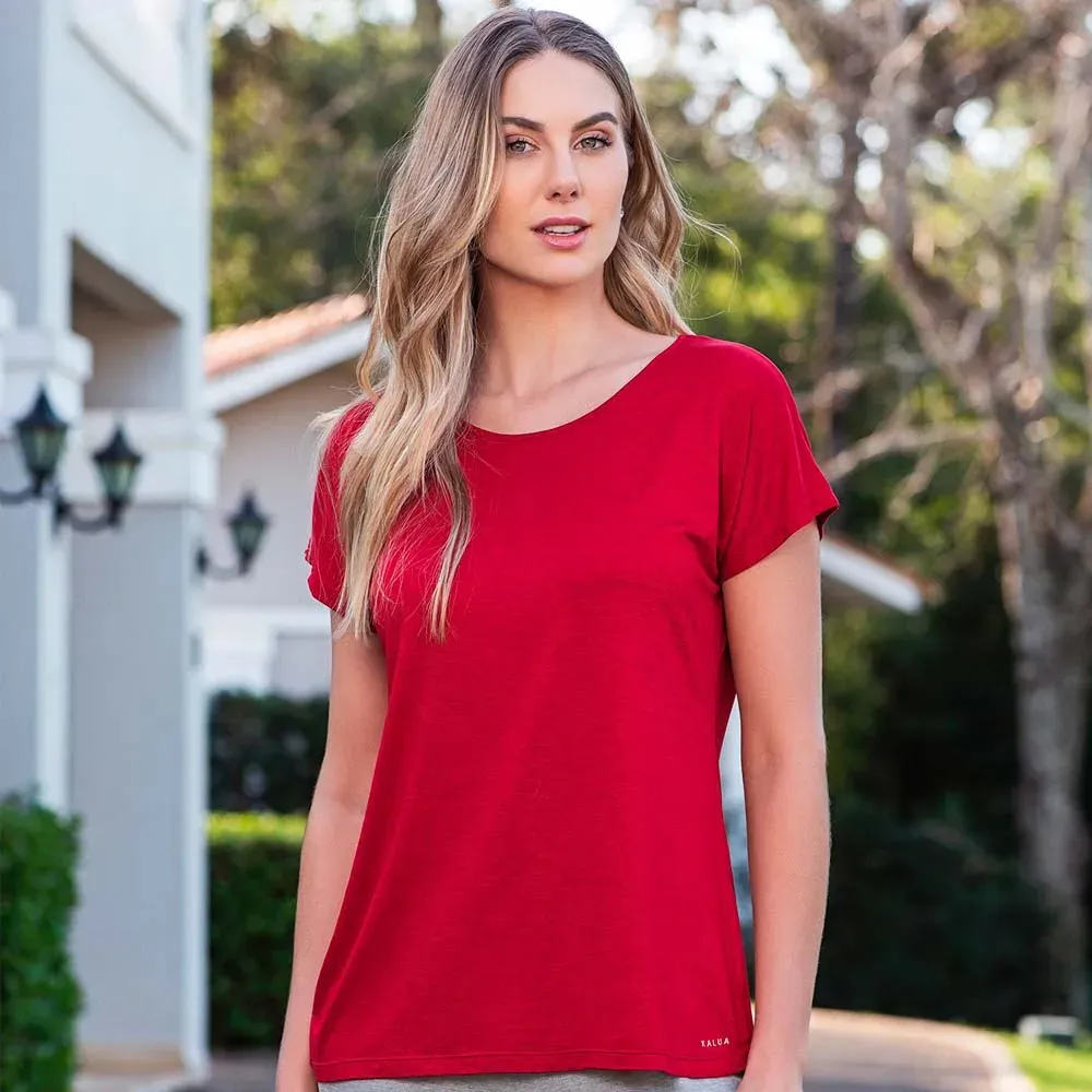 Remera de viscosa, color rubi melange
