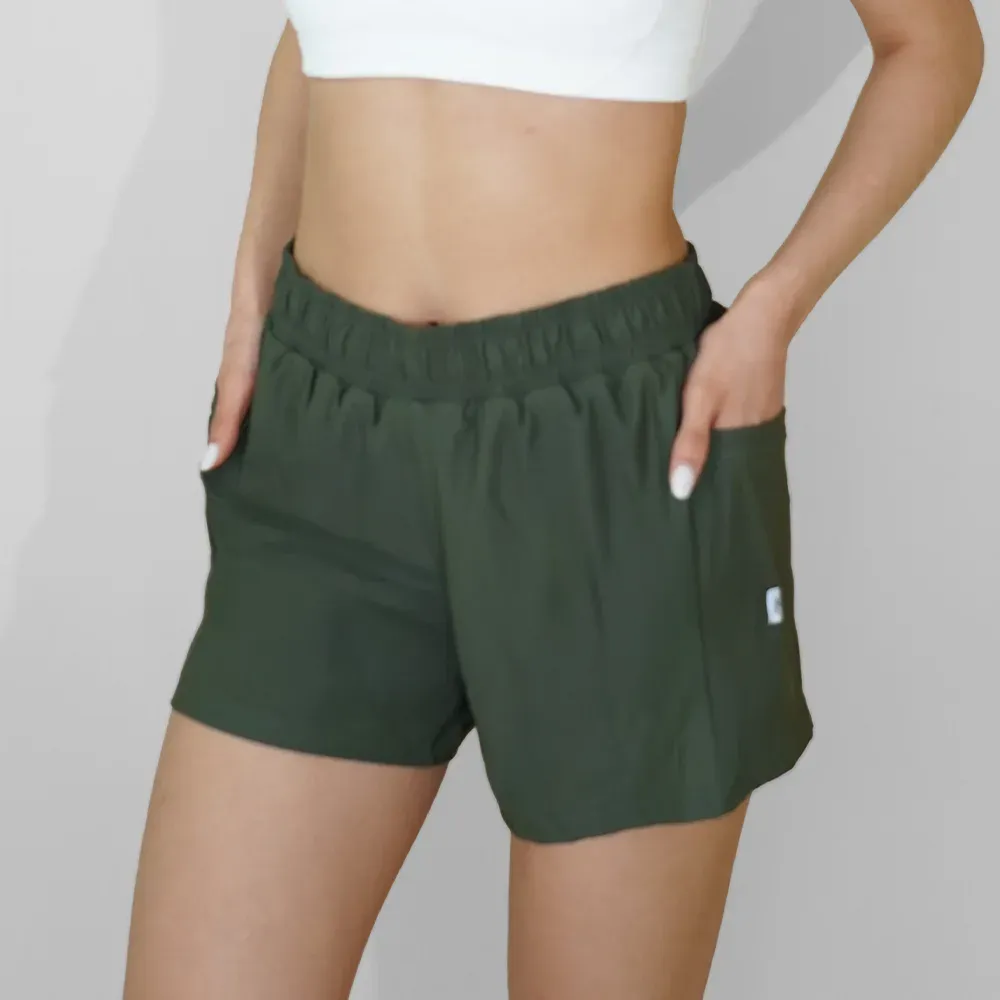 Short de microfibra y ciclista de súplex, color verde musgo
