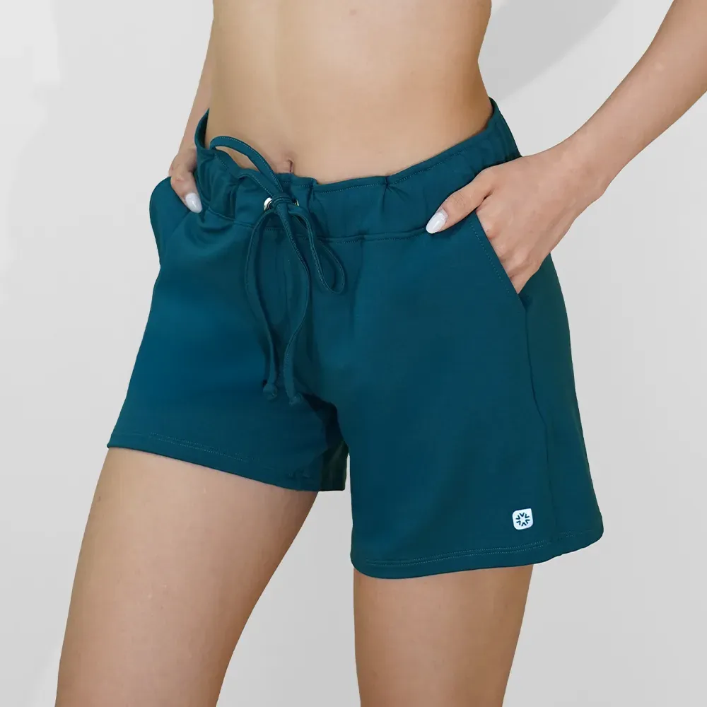 Short de moletón light con bolsillos, color petroleo