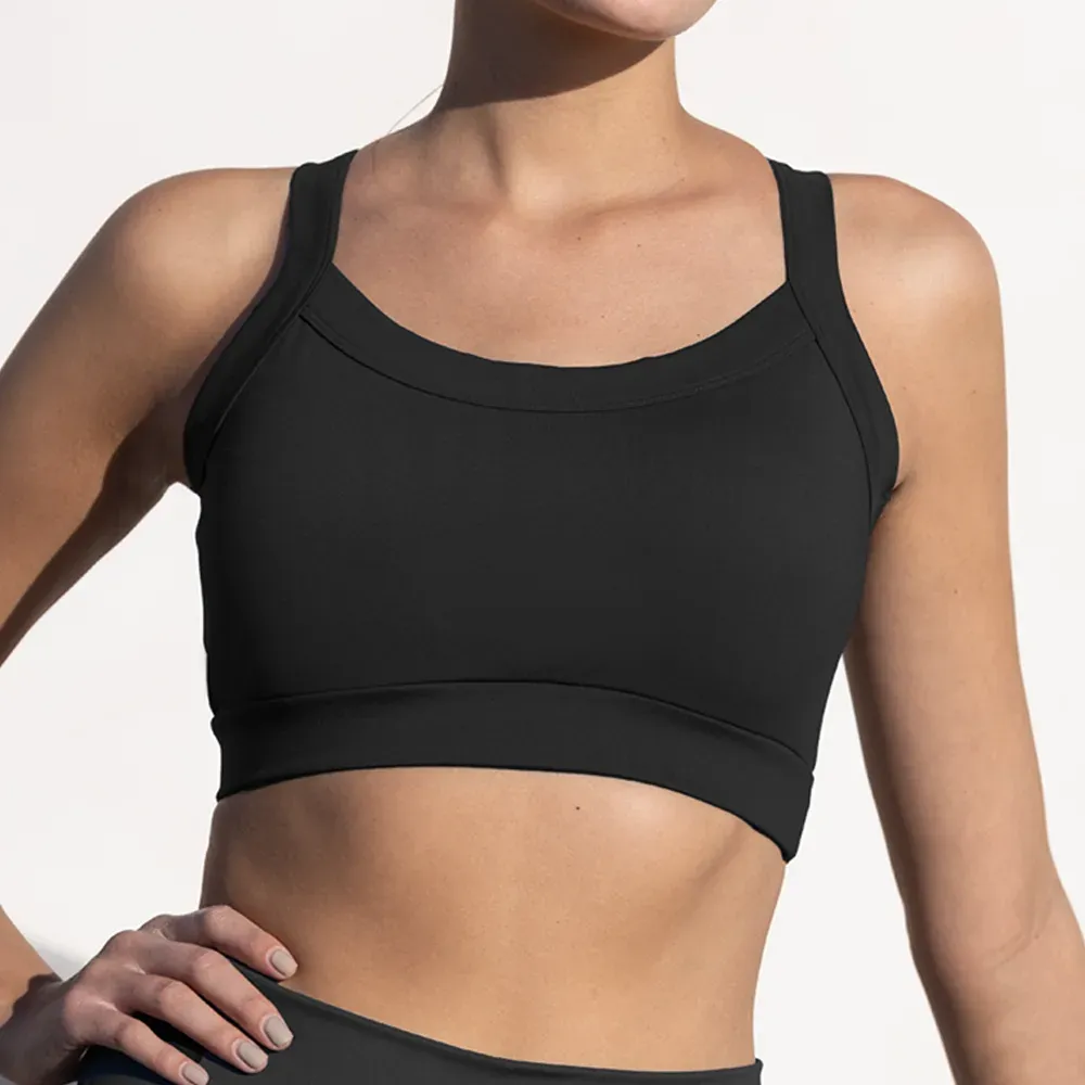 Top de súplex con tiras cruzadas, color negro