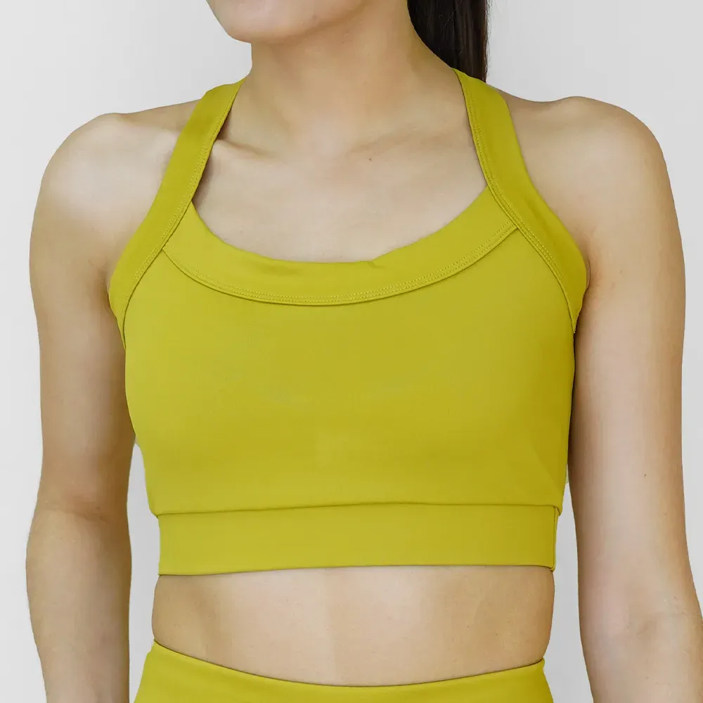 Top de súplex con tiras cruzadas, color verde pistacho