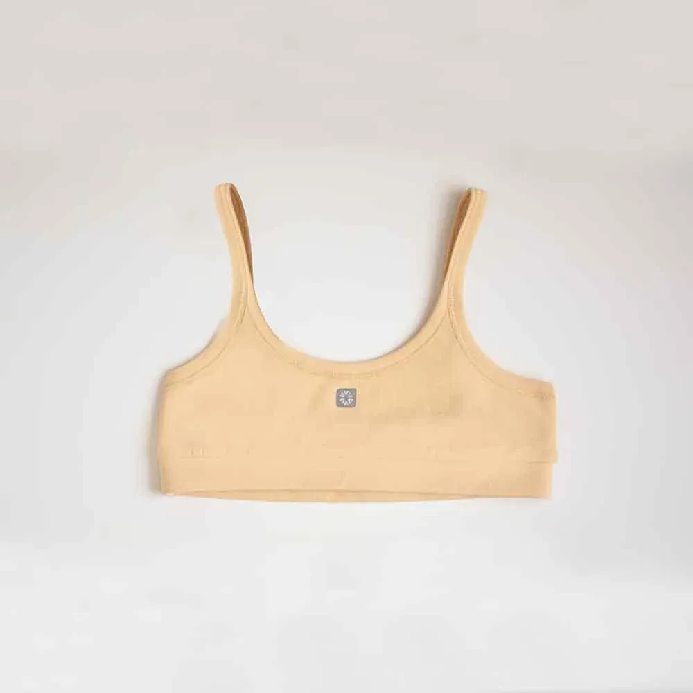 Top principiante de lycra de algodón, color beige claro